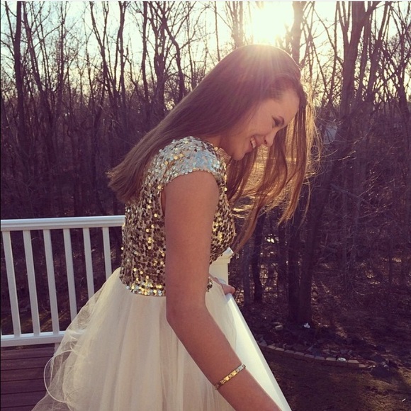 gold/champagne short prom dress