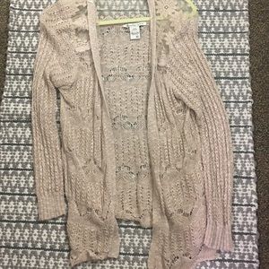 American rag pale pink cardigan with lace