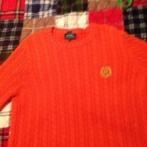 Cotton orange cable sweater by Lauren. Size S