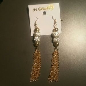 Gold and white earings