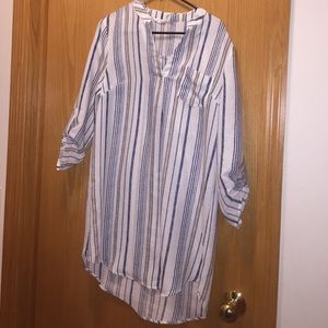 Long Stripped Sheer Top - Medium