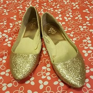 Gold glitter flats!