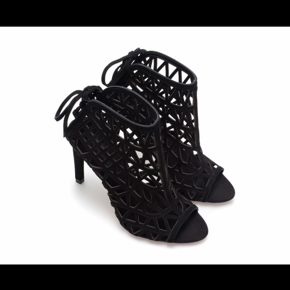 Zara open toe 100% suede booties - Picture 2 of 3