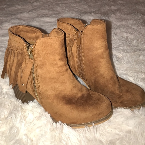 suede fringe booties