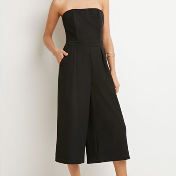 Pants - Strapless WideLeg Cropped Jumpsuit