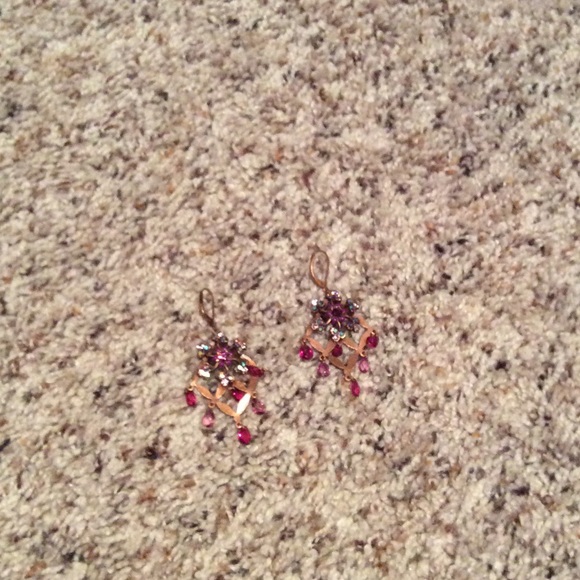 Bronze pink crystal chandelier earrings - Picture 1 of 3