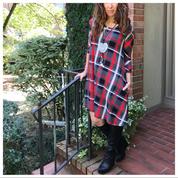 ♦️LAST ONE SALE♦️plaid striped swing dress - Picture 3 of 7