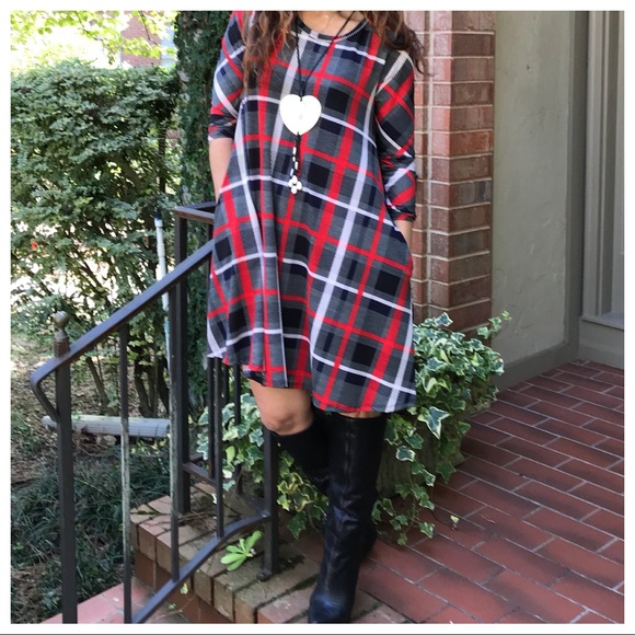 ♦️LAST ONE SALE♦️plaid striped swing dress - Picture 5 of 7