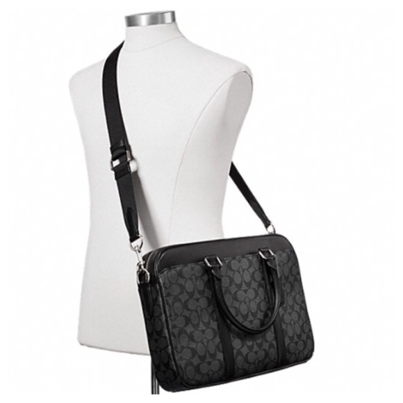 COACH, Perry Slim Brief Case in Signature Black - Picture 2 of 3