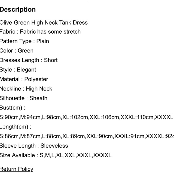 Olive Green High Neck Tank Dress - Picture 4 of 4