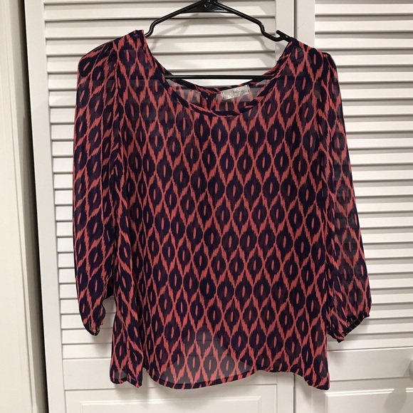 Sheer Mid Sleeve Blouse Top