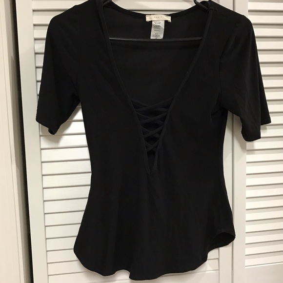 Black Lace Up Top