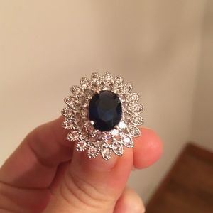 925 Stamped Created Sapphire Zirconia Ring.