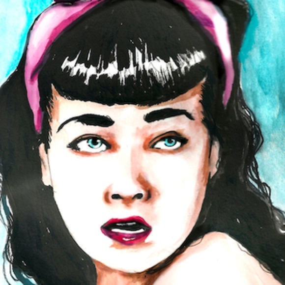 🎨ORIGINAL ART🎨 Bettie Page Watercolor Portrait