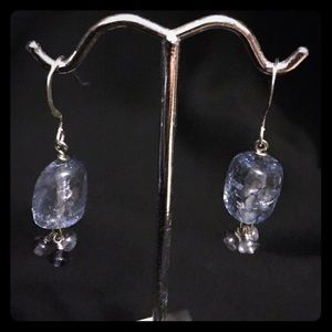 Sterling Silver and Blue Glass Earrings