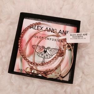 Alex and Ani Rose Gold beaded bangle set