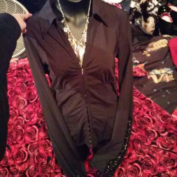 Express top black with corset and hook features