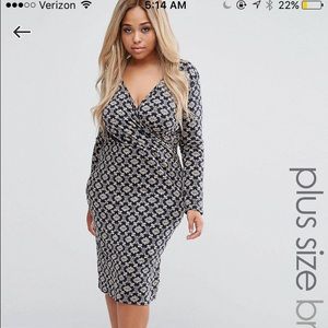 ASOS PLUS MIDI DRESS WITH WRAP IN PRINT