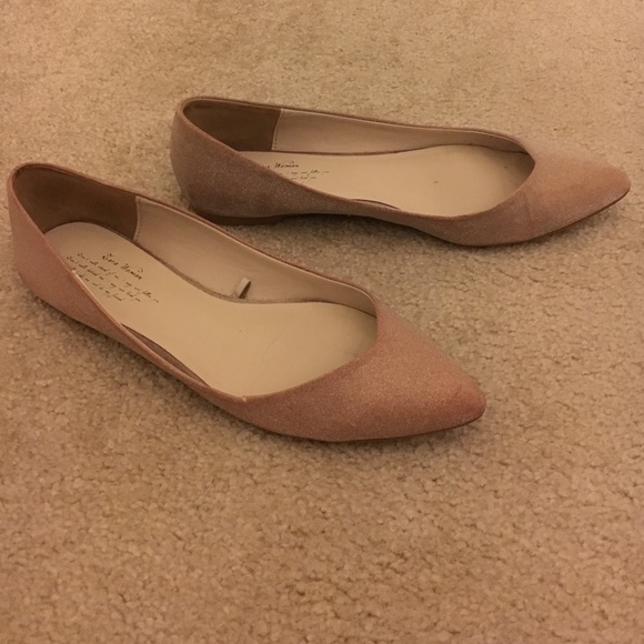 ZARA Champagne Glitter Pointed-Toe Flats