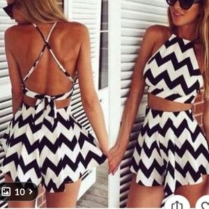 Two Piece Set Print Wave Striped Sleeveless