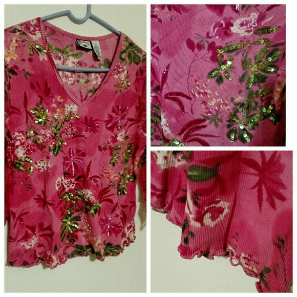 Fun Knit Top With Sequin Accents