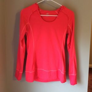 Hot pink workout top with hood