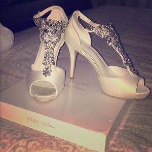 Brand New, Never Worn Crystal Peep Toe High Heels