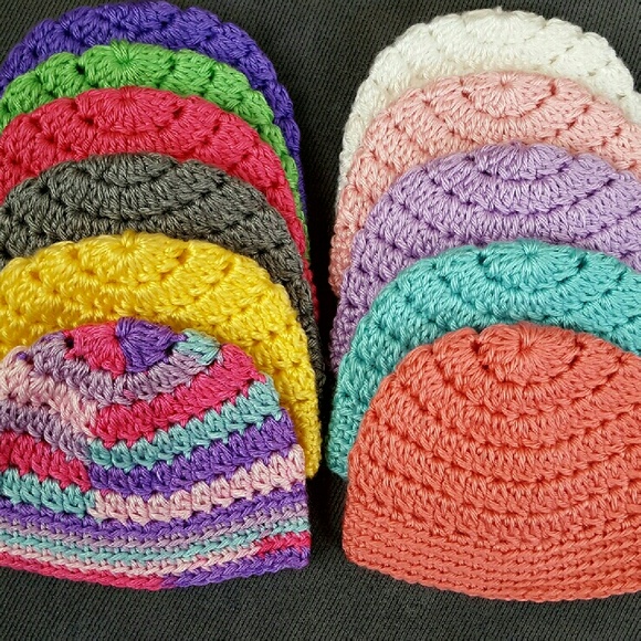 Crocheted baby hats
