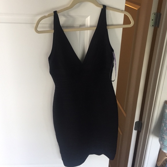 Herve Leger V-Neck Bandage Dress