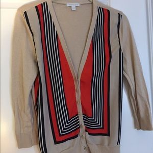 NY & Co cardigan 3/4 sleeve, orange/navy stripe