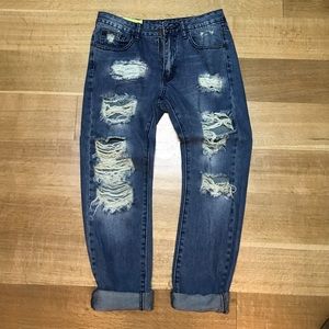 Boyfriend ripped cropped jeans