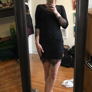 Long Sleeved Black Lace Dress