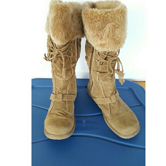 Ginger Shoes - Tan Suede & Fur Boots