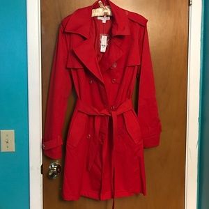 Double-Breasted Back Slit Belted Trench Coat