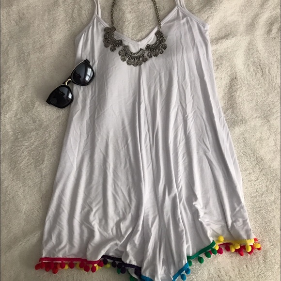 Rainbow Pom Pom Playsuit