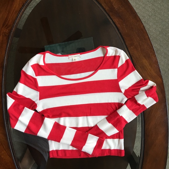 Red and White Striped Crop Top