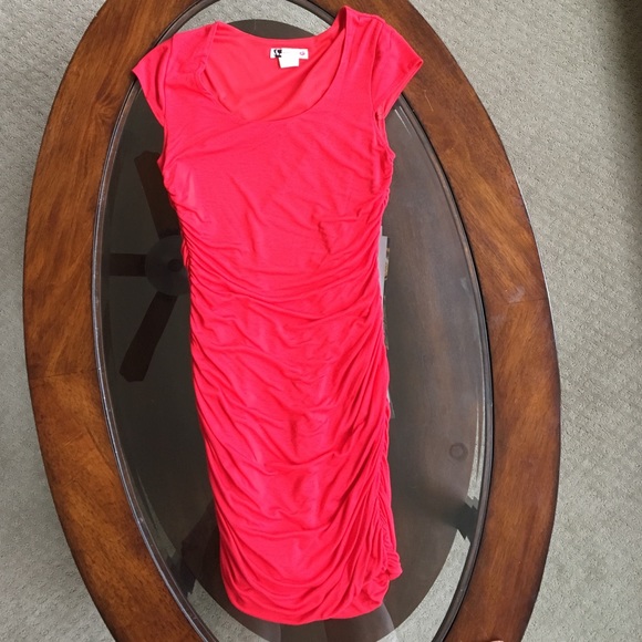 Ruched Red Body Con Dress