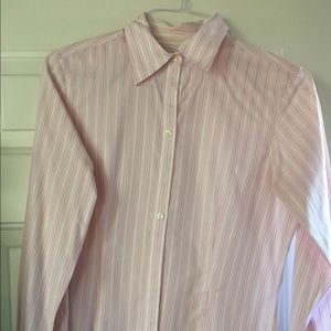 Brooks Brothers oxford pink striped non-iron shirt