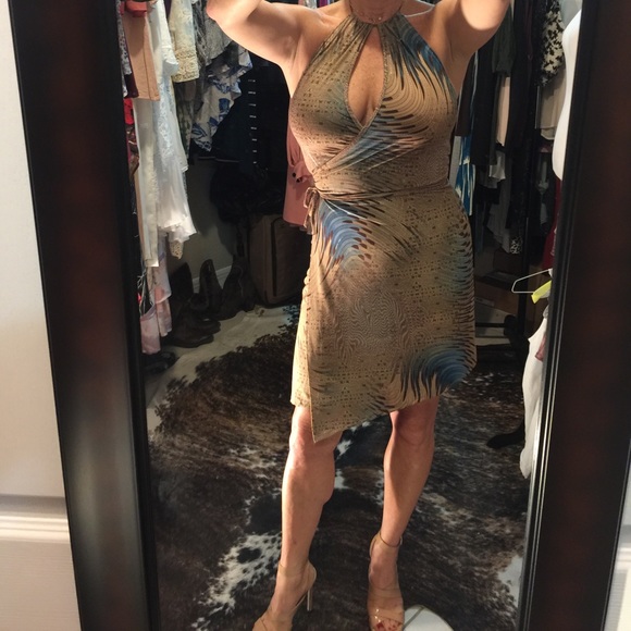 Jersey multi colored wrap dress size small