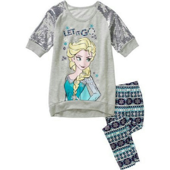 Frozen Girls 3/4 Sleeve Sweatshirt with Leggings
