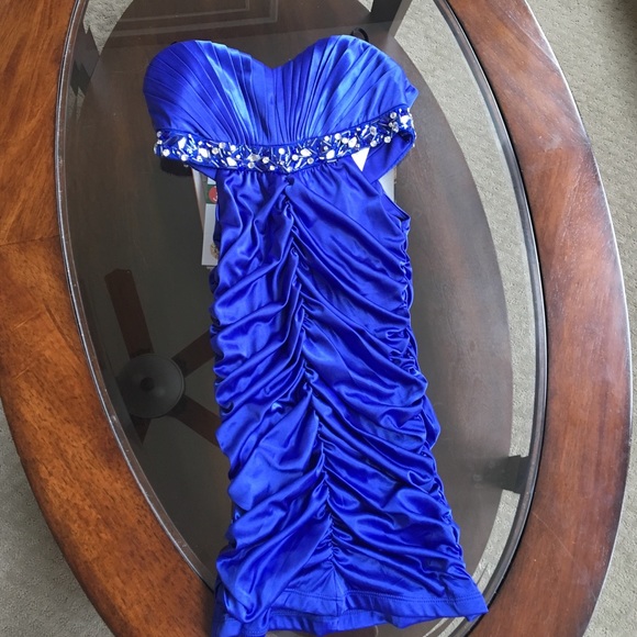 Strapless Blue Homecoming Dress Rhinestones NWT