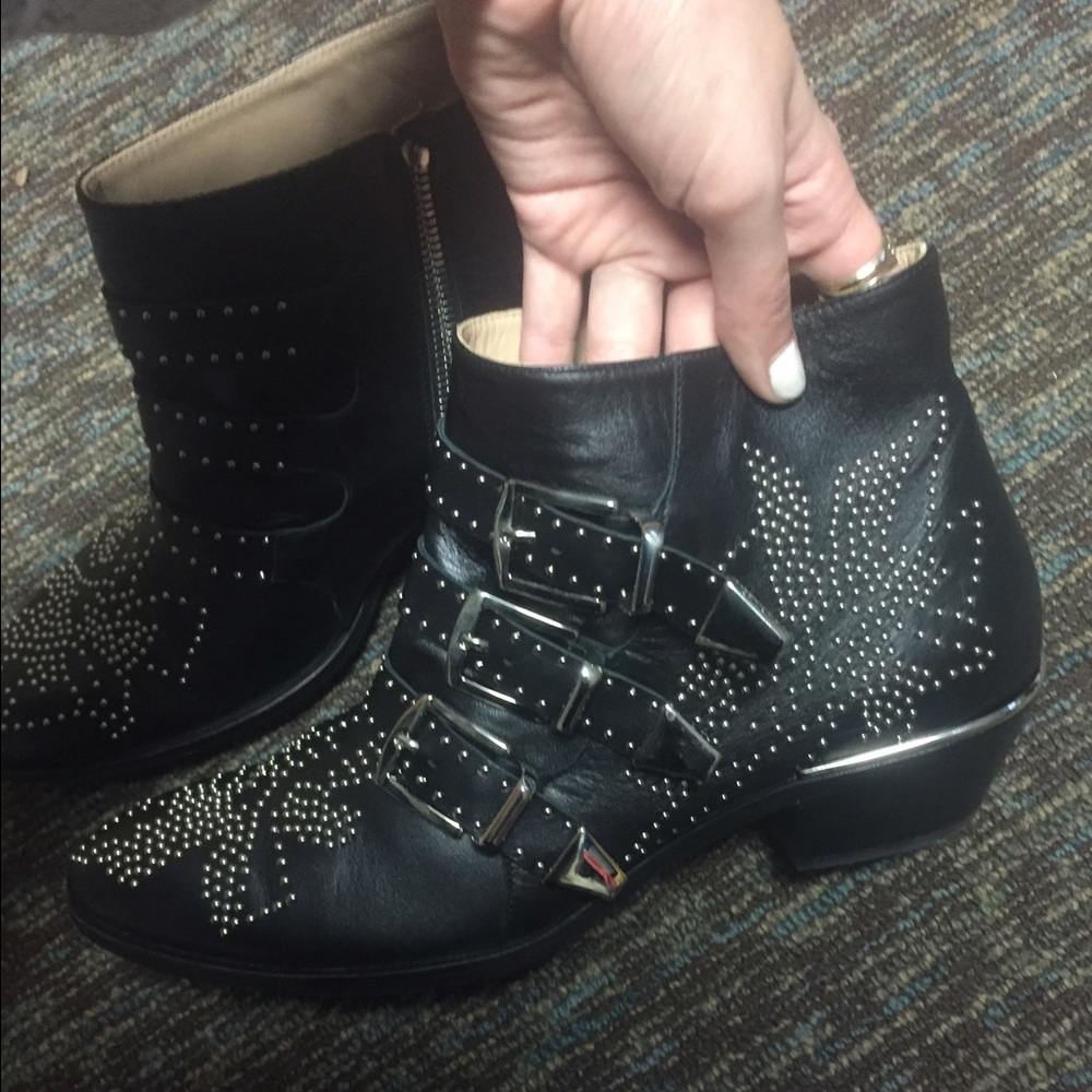 🌟 SOLD Chloé Susanna Boots Black/Silver US 9.5 - Picture 5 of 8