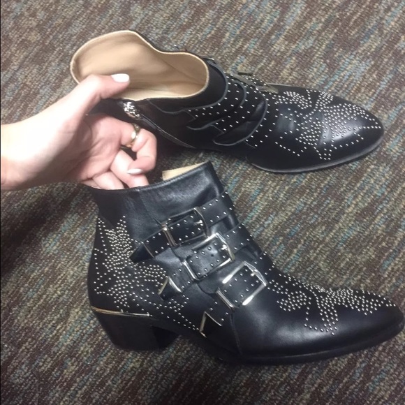 🌟 SOLD Chloé Susanna Boots Black/Silver US 9.5 - Picture 2 of 8