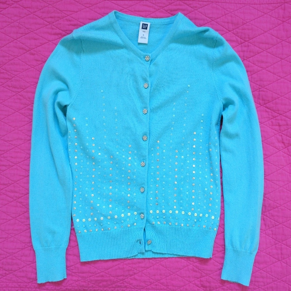 Gap Turquoise Sequined Cardigan