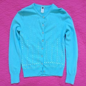 Gap Turquoise Sequined Cardigan