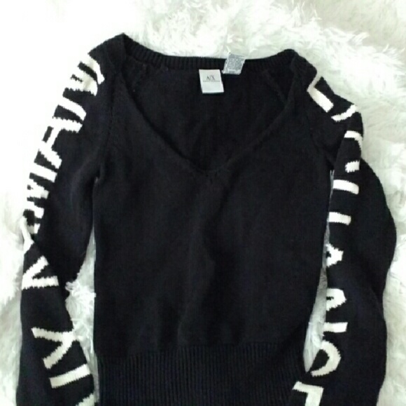 Armani Exchange Black V-Neck Sweater