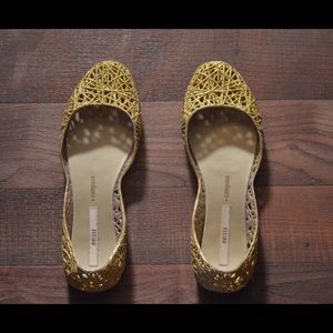 Gold Melissa Zig Zag flats