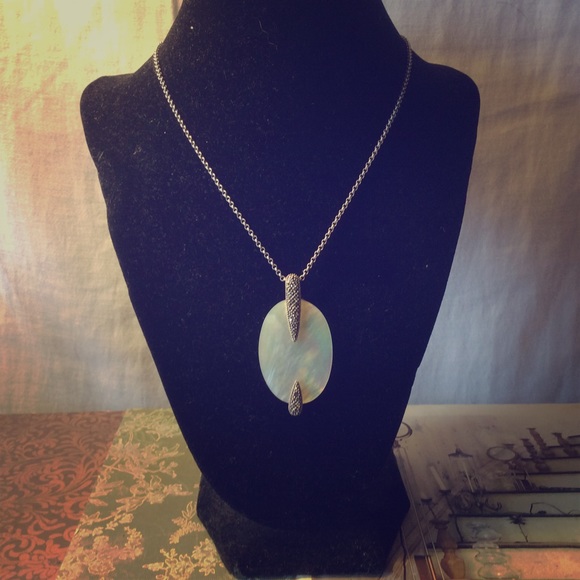 Sterling Silver Mother of Pearl Marcasite Pendant
