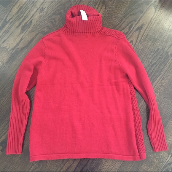 August Silk Red Turtleneck Sweater Faux Leather - Picture 3 of 4