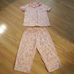 Barely Worn Pink Cotton Pajama Set Size 4 - 6